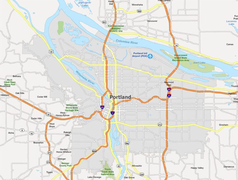 Portland Oregon city map