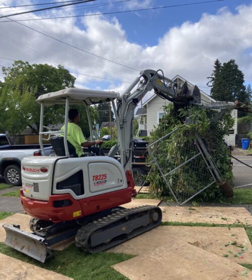 demolition-1 Fence removal services Portland showing old fence demolition and cleanup