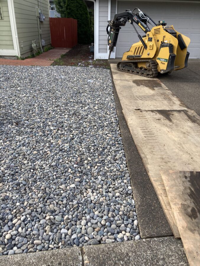 concrete remove with rock replacement